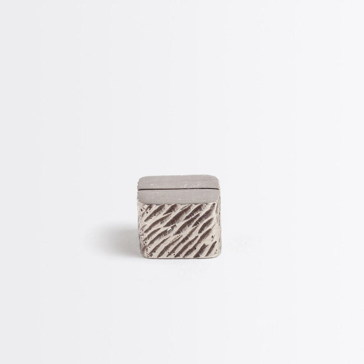 Zachary Antiqued Pewter Cube Card Holder Brass Boxed Set Of 4