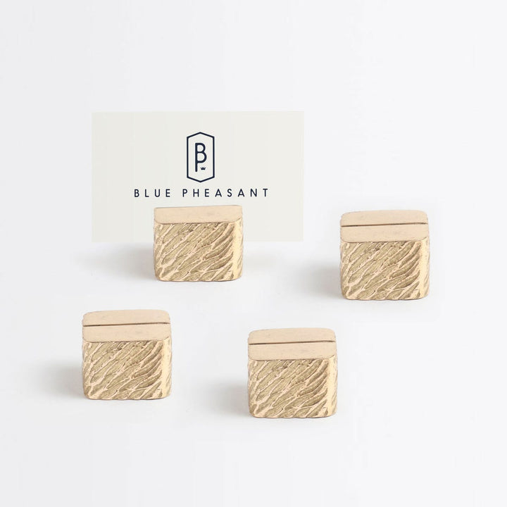 Zachary Gold Cube Card Holder Brass Boxed Set Of 4