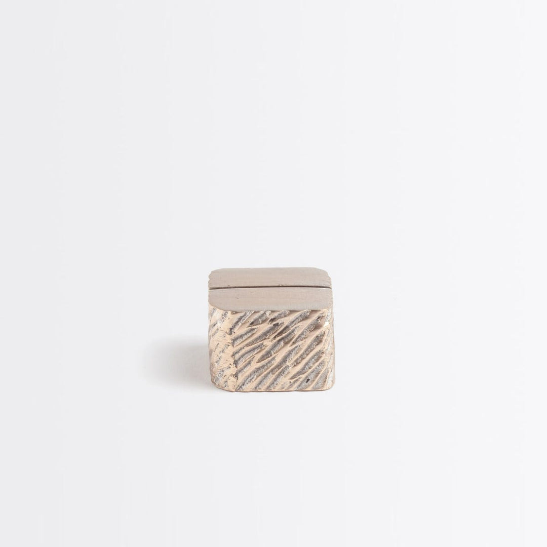 Zachary Tarnished Silver Cube Card Holder Brass Boxed Set Of 4