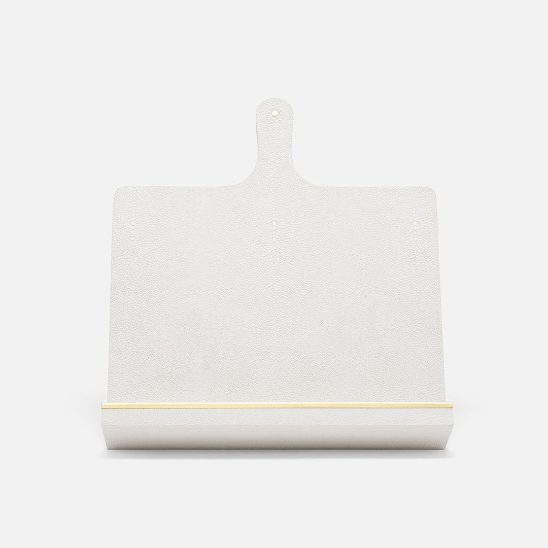 Alton Bright White Recipe Stand W/ Handle Realistic Faux Shagreen