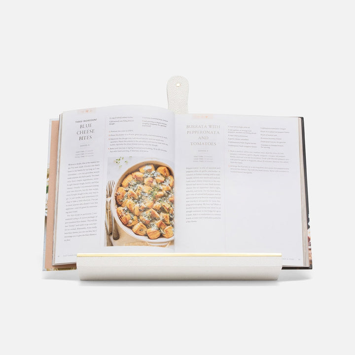 Alton Bright White Recipe Stand W/ Handle Realistic Faux Shagreen