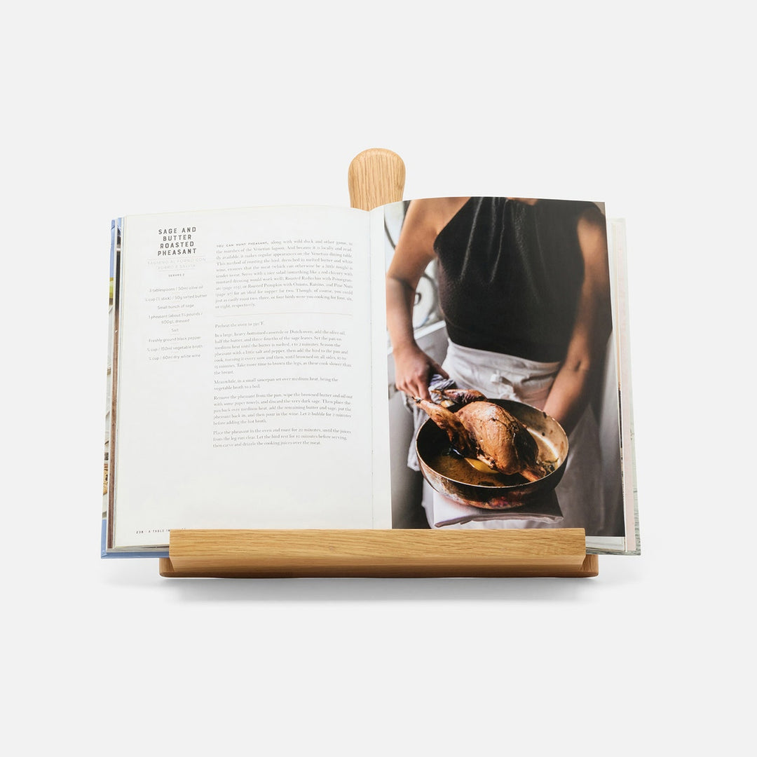 Bronwyn Natural Oak Recipe Stand W/ Handle Wood