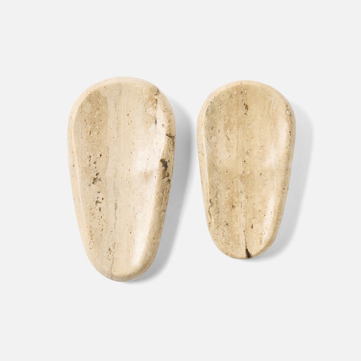 Neya Silver Spoon Rest Travertine Set/2