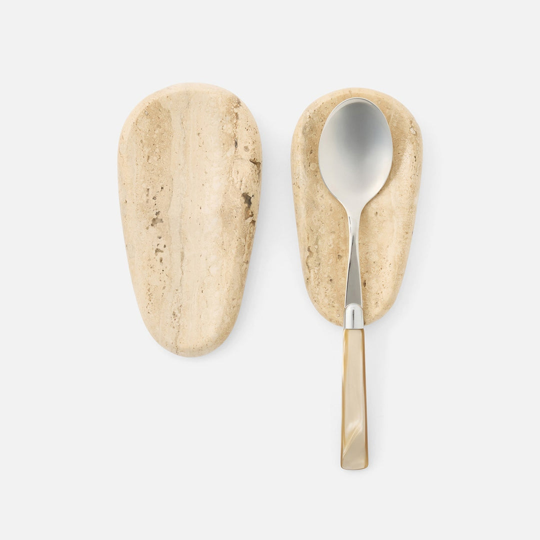 Neya Silver Spoon Rest Travertine Set/2
