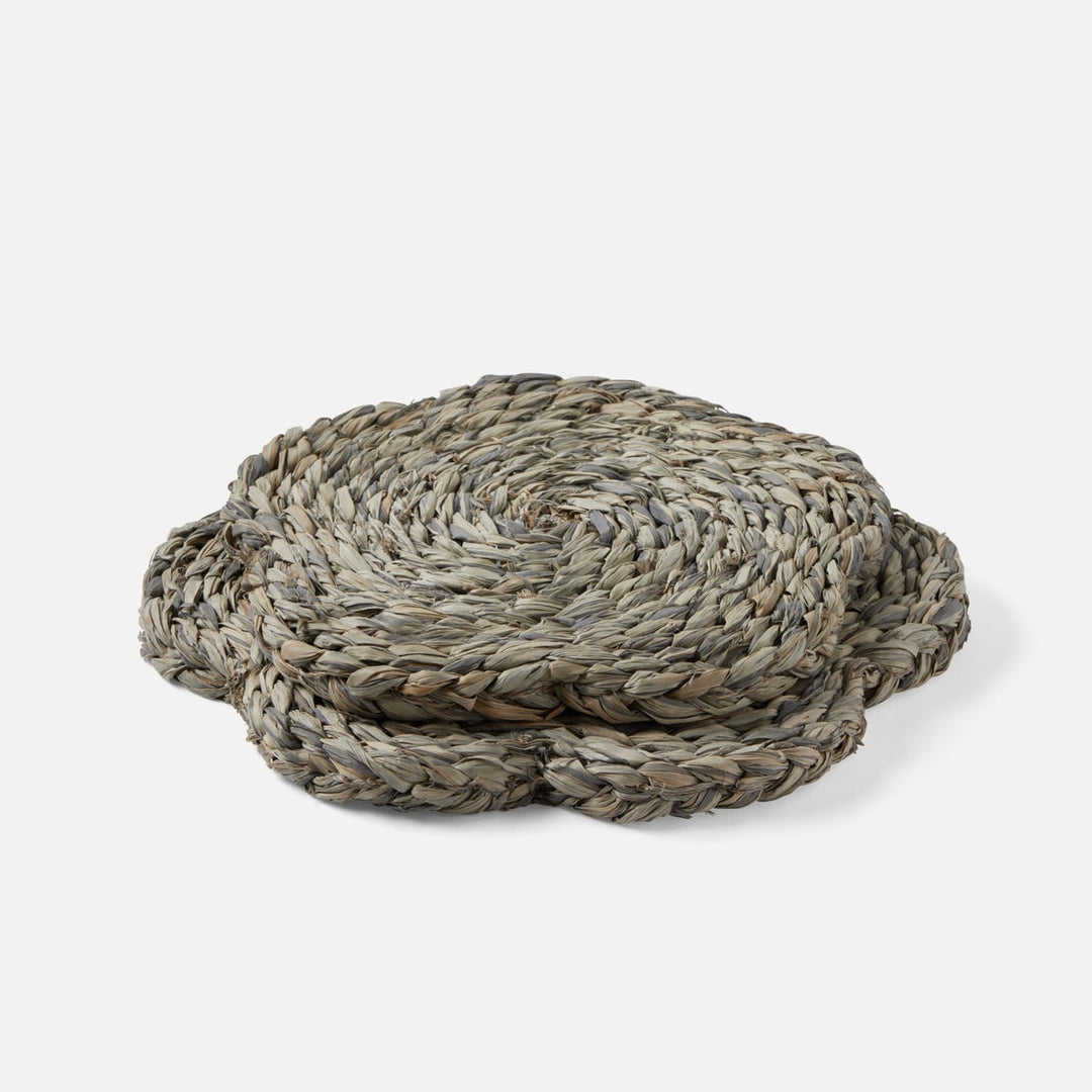 Romy Mixed Gray Pot Trivets Raffia Set/2
