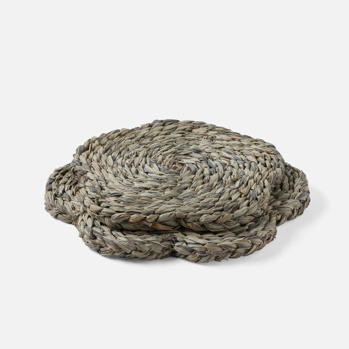 Romy Mixed Gray Pot Trivets Raffia Set/2