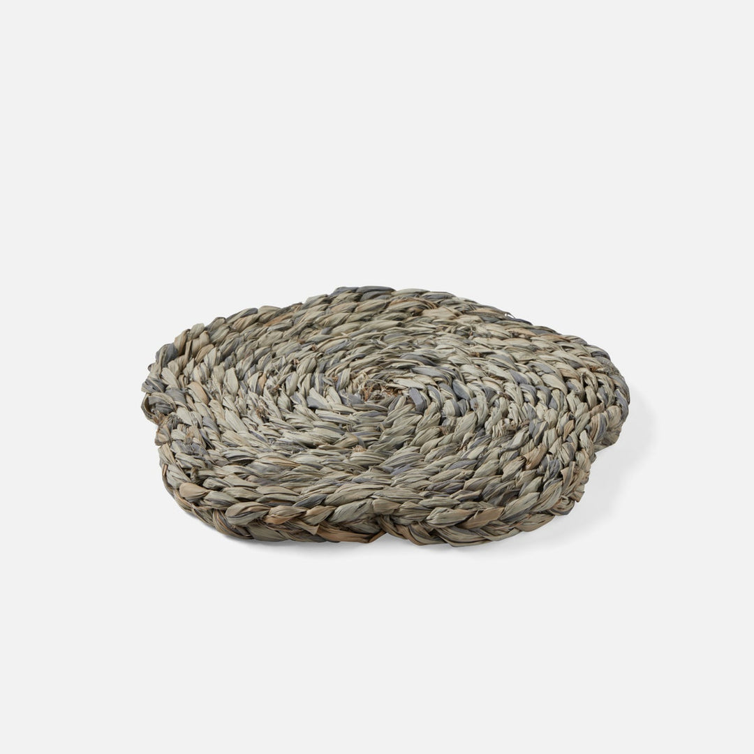 Romy Mixed Gray Pot Trivets Raffia Set/2