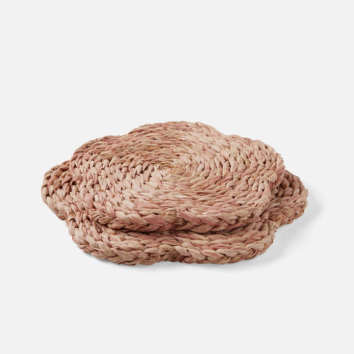 Romy Light Pink Pot Trivets Raffia Set/2