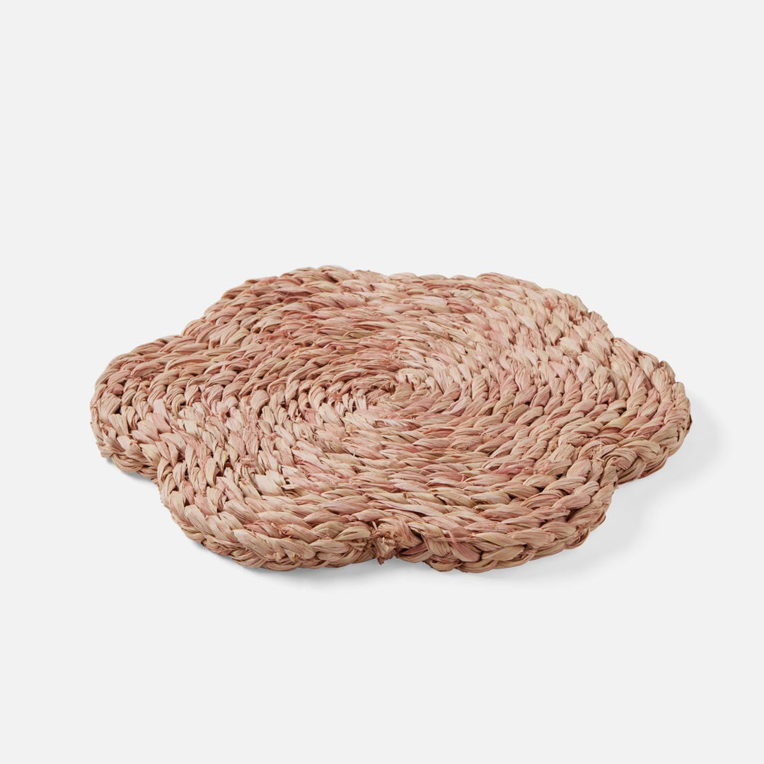 Romy Light Pink Pot Trivets Raffia Set/2