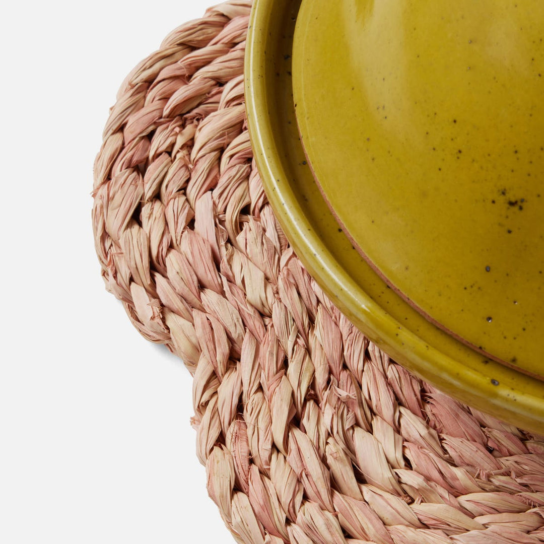 Romy Light Pink Pot Trivets Raffia Set/2