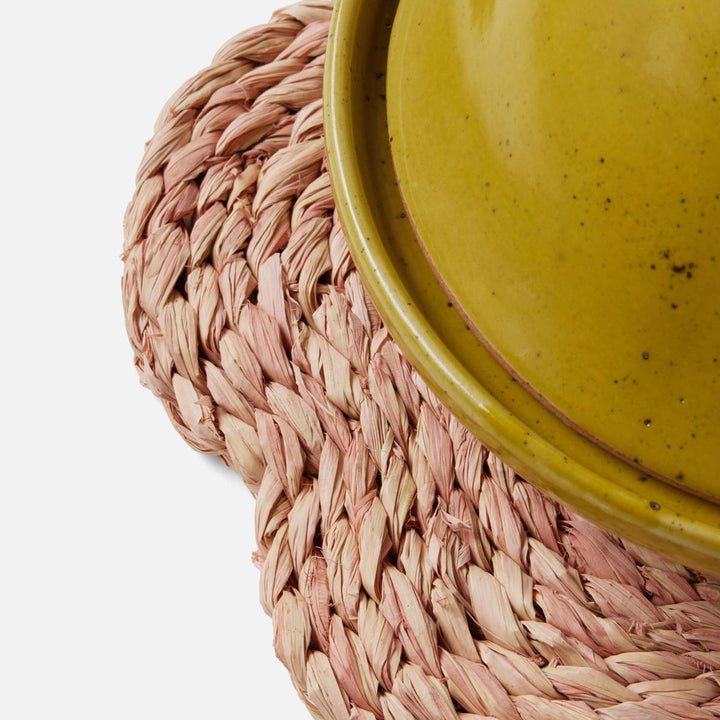 Romy Light Pink Pot Trivets Raffia Set/2