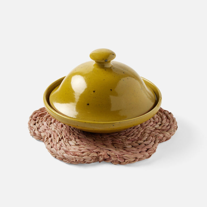 Romy Light Pink Pot Trivets Raffia Set/2