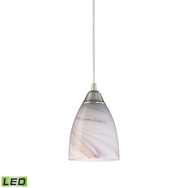 Pierra 5'' Wide 1-Light Pendant-Elk Home-ELK-527-1CR-LED-PendantsSatin Nickel-Creme Lilac Swirl Glass-LED-3-France and Son