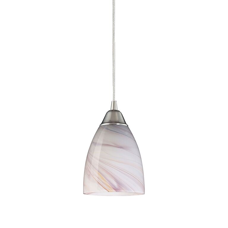 Pierra 5'' Wide 1-Light Pendant-Elk Home-ELK-527-1CR-PendantsSatin Nickel-Creme Lilac Swirl Glass-1-France and Son