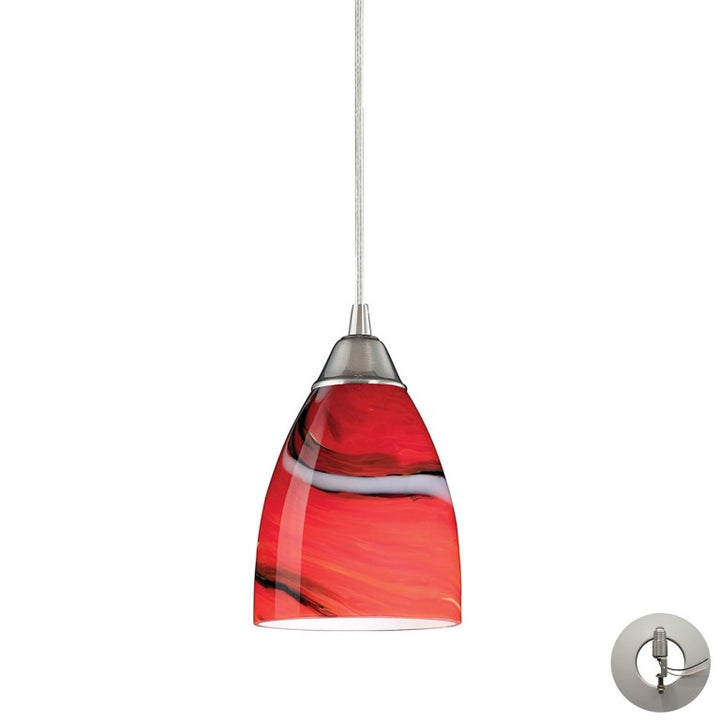 Pierra 5'' Wide 1 - Light Pendant-Elk Home-ELK-527-1CY-LA-PendantsSatin Nickel-Red Candy Glass-Include Adaptor Kit-5-France and Son