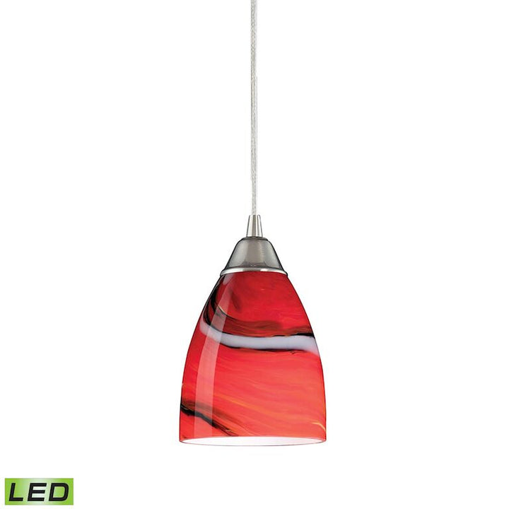 Pierra 5'' Wide 1-Light Pendant-Elk Home-ELK-527-1CY-LED-PendantsSatin Nickel-Red Candy Glass-LED-4-France and Son