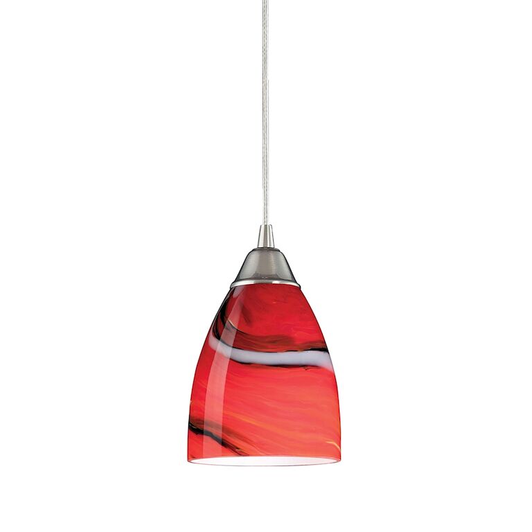 Pierra 5'' Wide 1-Light Pendant-Elk Home-ELK-527-1CY-PendantsSatin Nickel-Red Candy Glass-2-France and Son