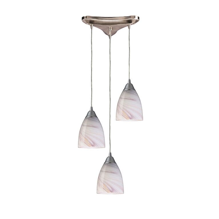 Pierra 10'' Wide 3-Light Pendant - Satin Nickel with Creme Lilac Swirl-Elk Home-ELK-527-3CR-Pendants-1-France and Son