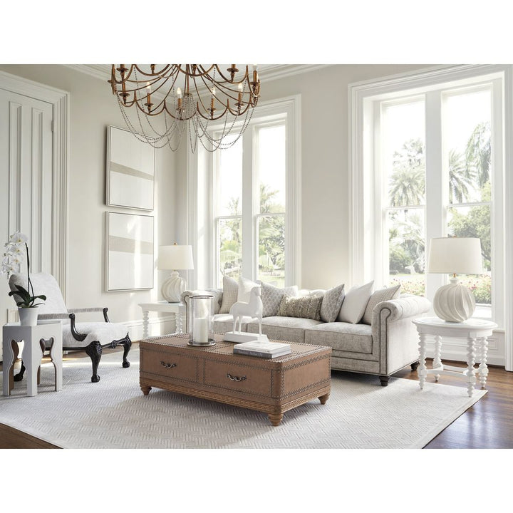 Side Tables Bilbao Hexagonal End Table With Buff Accents - Polo Mallet White