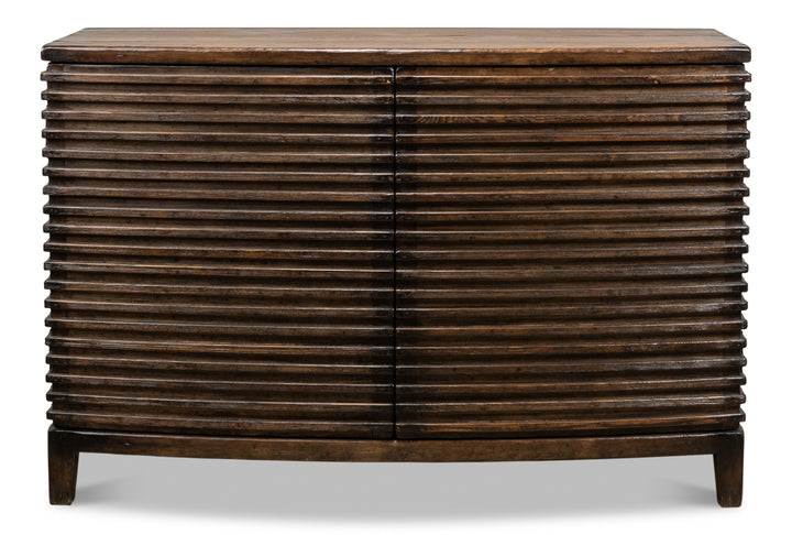 front view of sarreid dark brown wood 2 door cabinet