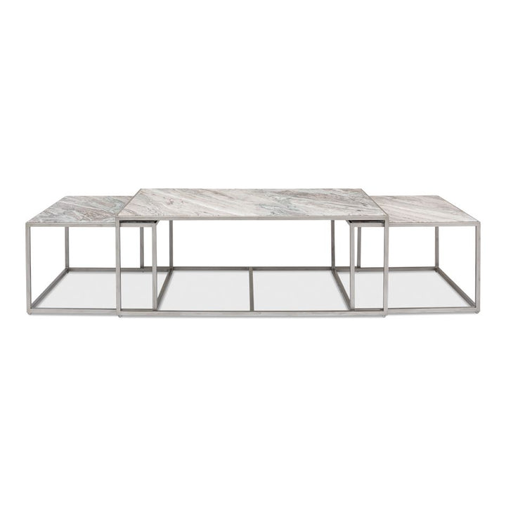 Set Of 3 Nesting Low Marble Top Tables