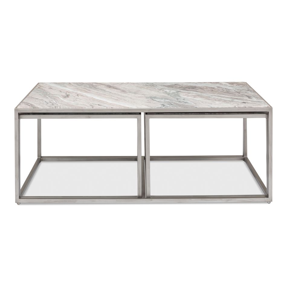 Set Of 3 Nesting Low Marble Top Tables