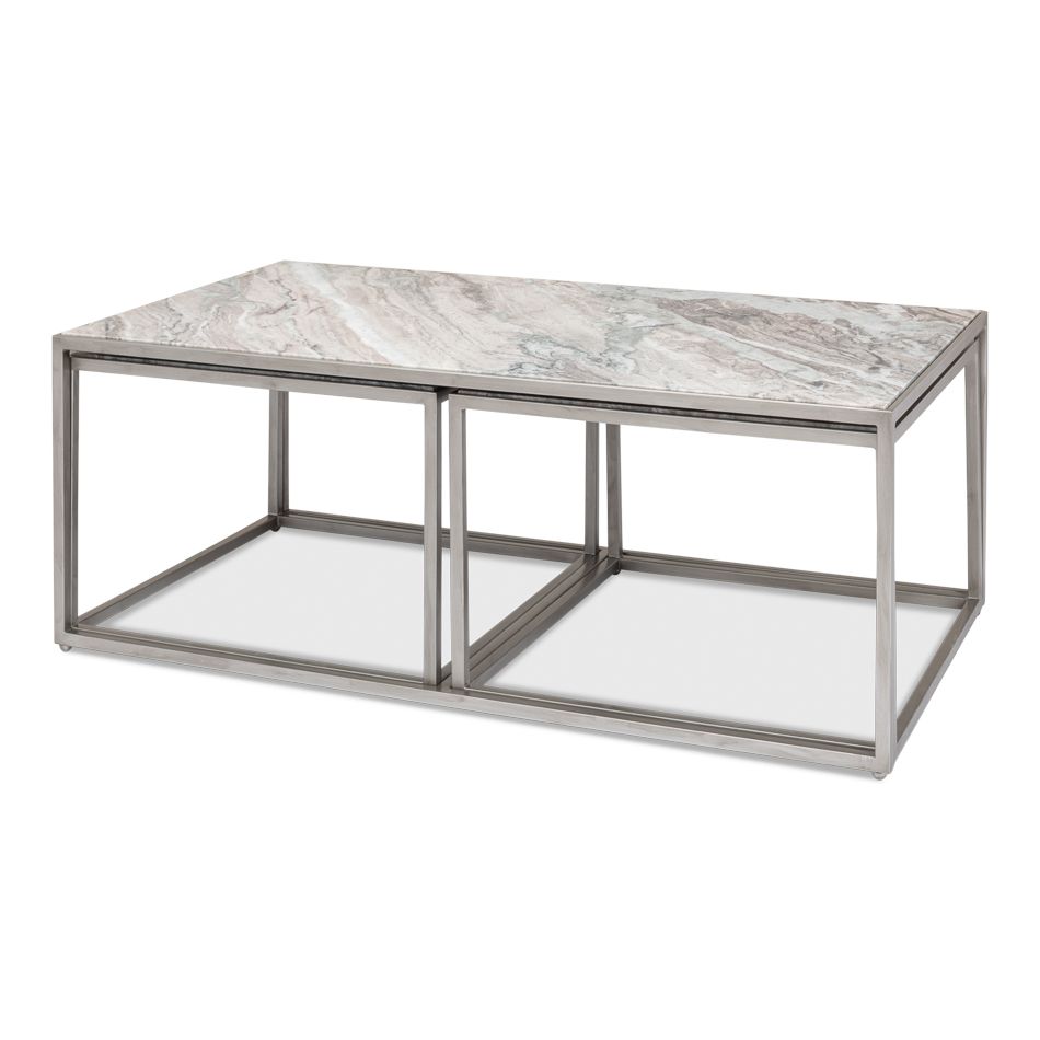 Set Of 3 Nesting Low Marble Top Tables