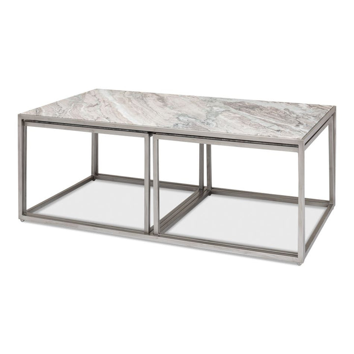 Set Of 3 Nesting Low Marble Top Tables