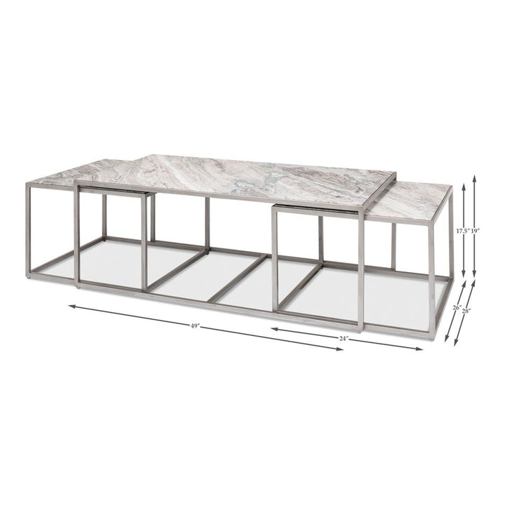 Set Of 3 Nesting Low Marble Top Tables