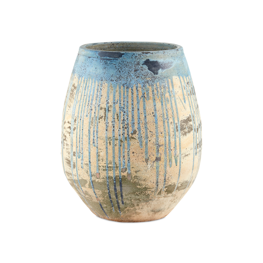 Outdoor Planters Sicilia Large Antique Blue Drip Planter