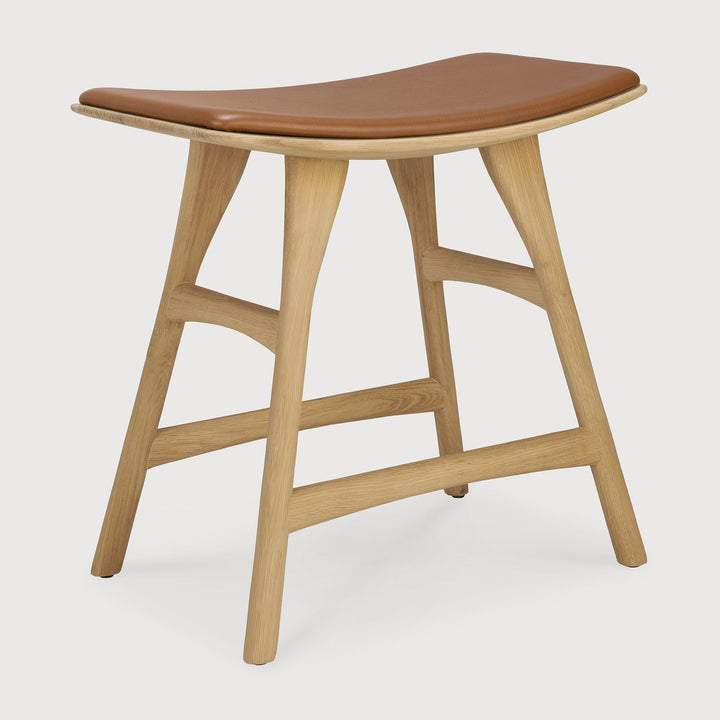 Osso Stool - Cognac leather, Oak view