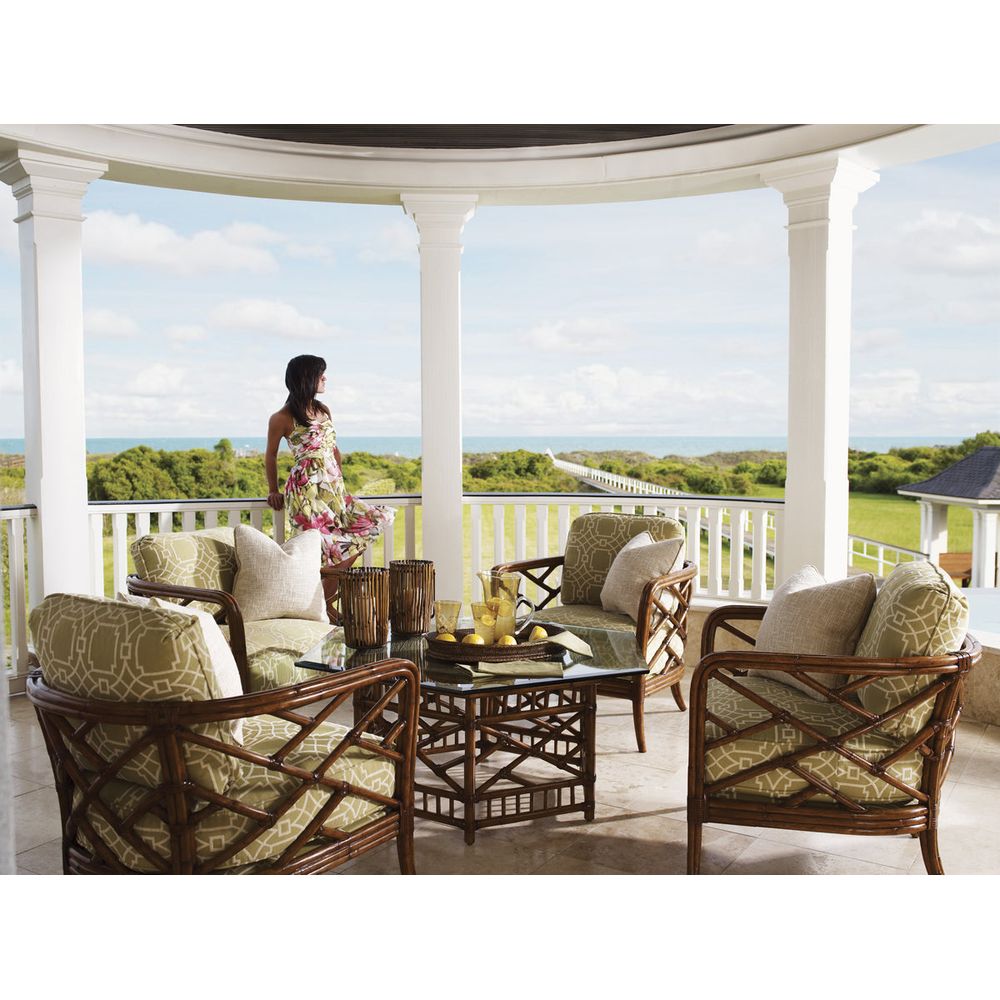 Coffee Tables Key Largo Cocktail Table With Glass Top - Plantation