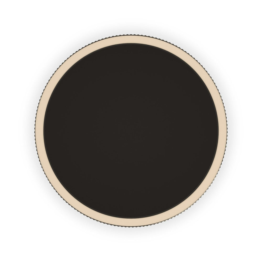 Additional view of Love Round End Table in dark charcoal gray and black.