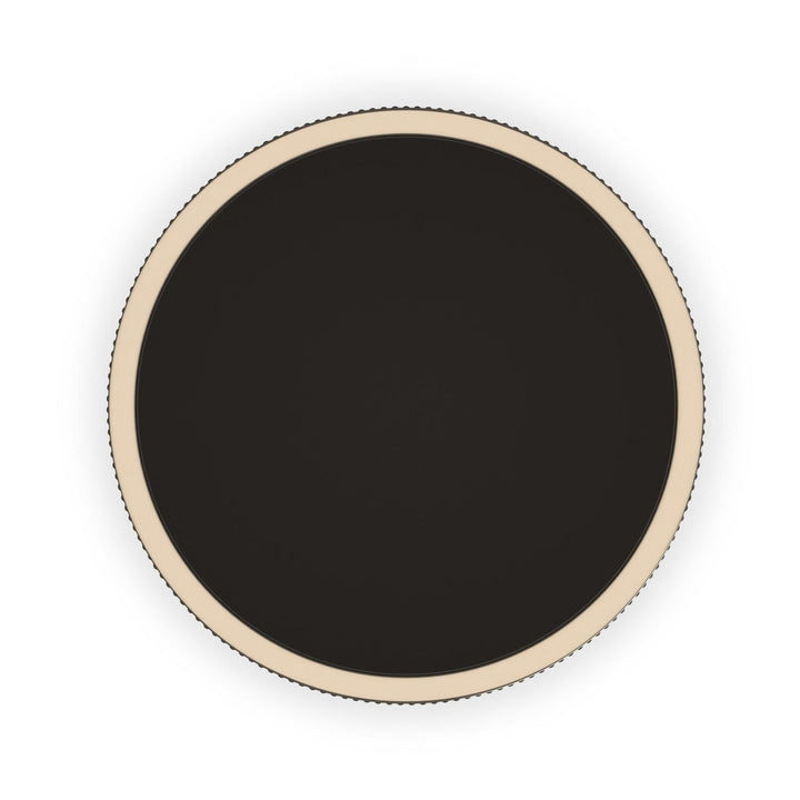 Additional view of Love Round End Table in dark charcoal gray and black.