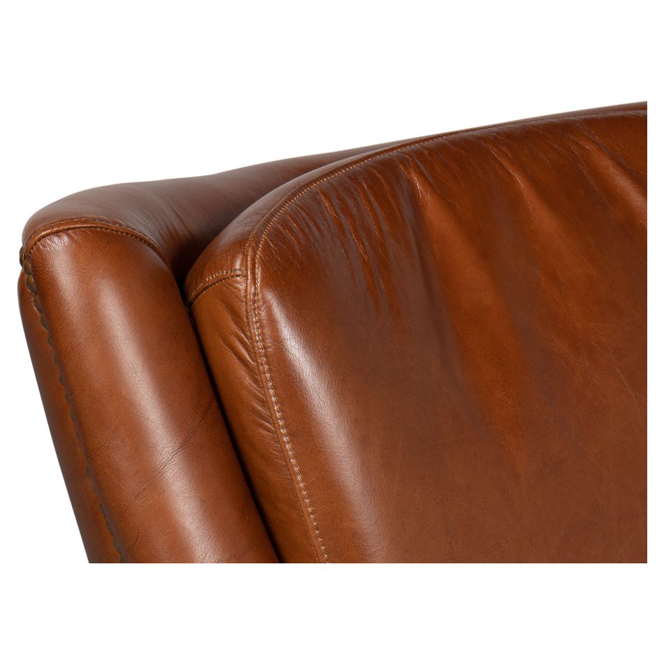 Baker Leather Swivel Chair