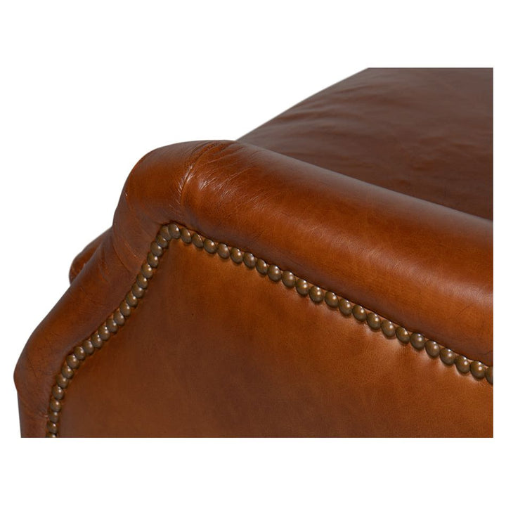 Baker Leather Swivel Chair