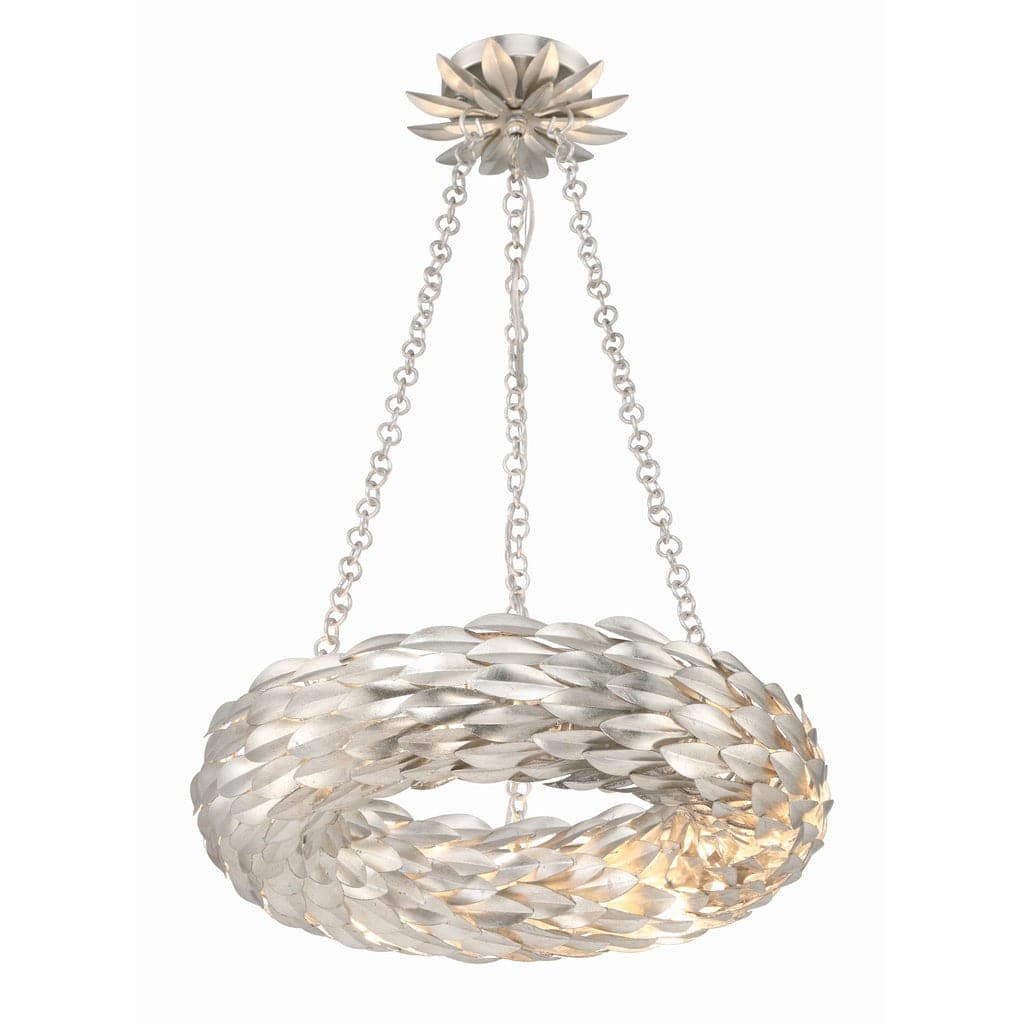 Broche 6 Light Antique Silver Chandelier-Crystorama Lighting Company-CRYSTO-535-SA-Chandeliers-1-France and Son