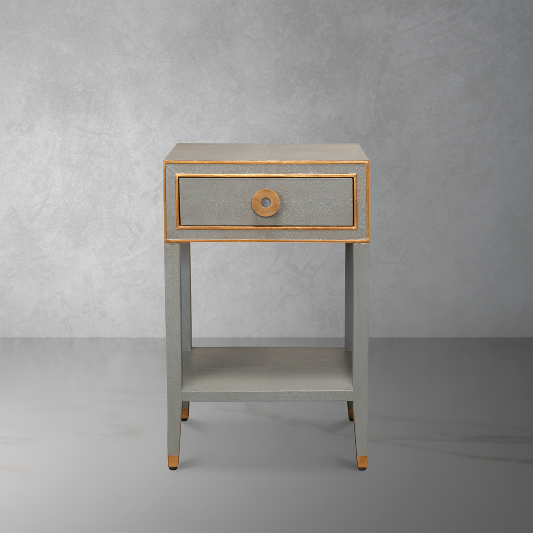 Gabriella Shagreen Nightstand-SARREID-SARREID-53569-2-NightstandsStorm Grey Finish-1-France and Son