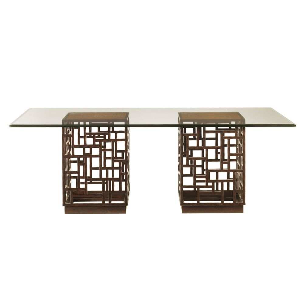 Dining Tables South Sea Dining Table With 84 X 48 Inch Glass Top - Bali