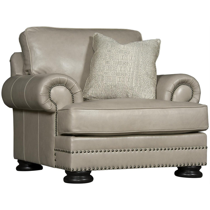 Foster Leather Chair-Bernhardt-BHDT-5372LA-Lounge ChairsWith Pillows-Beige/Tan-3-France and Son