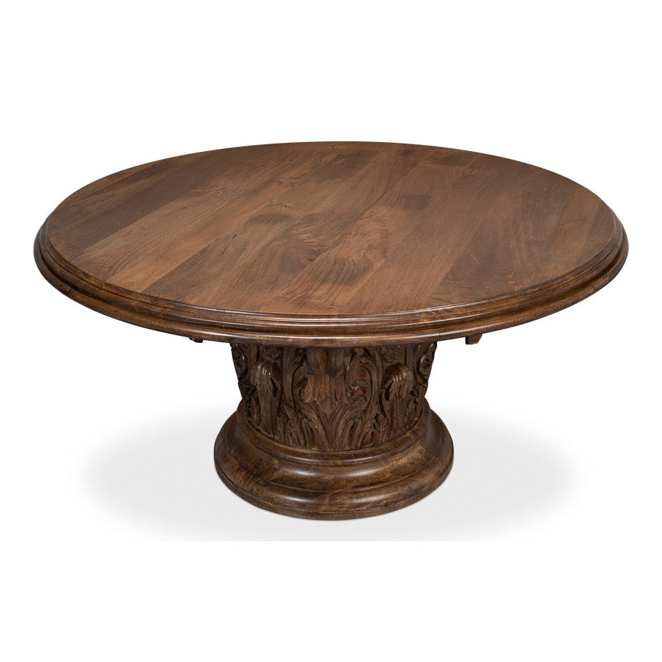 Hestia Carved Round Dining Table-SARREID-SARREID-53858-Dining Tables-2-France and Son