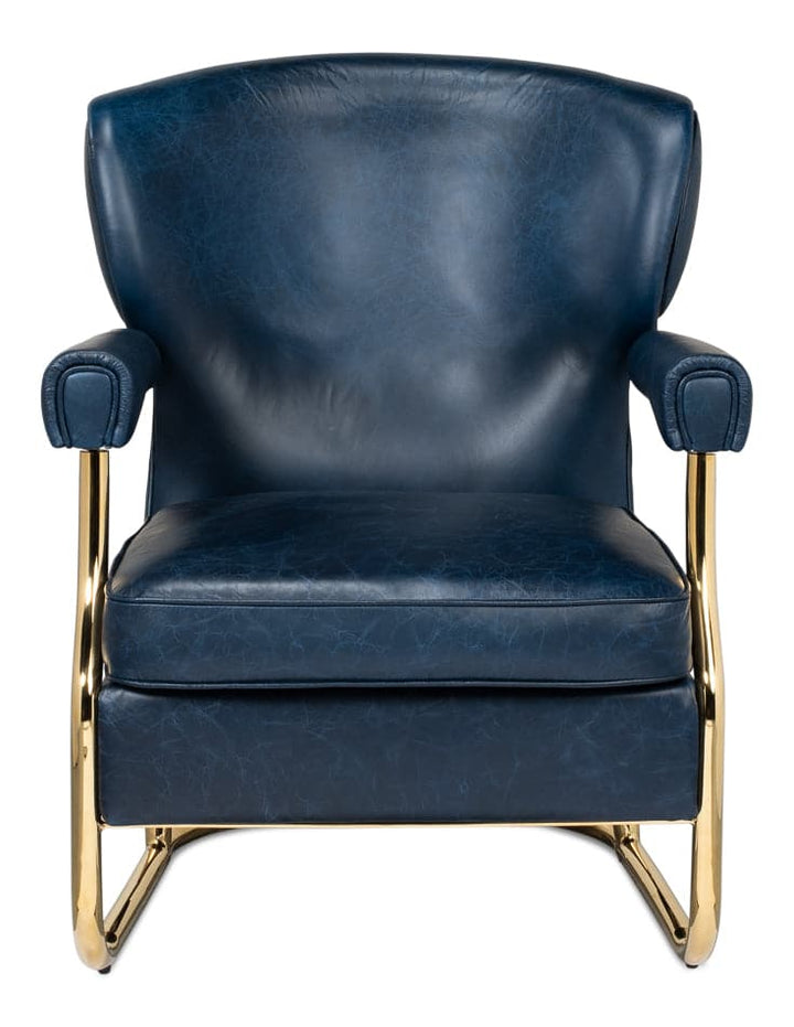 Santa Monica Arm Chair-SARREID-SARREID-28885-Lounge ChairsChateau Blue Croc Leather-7-France and Son