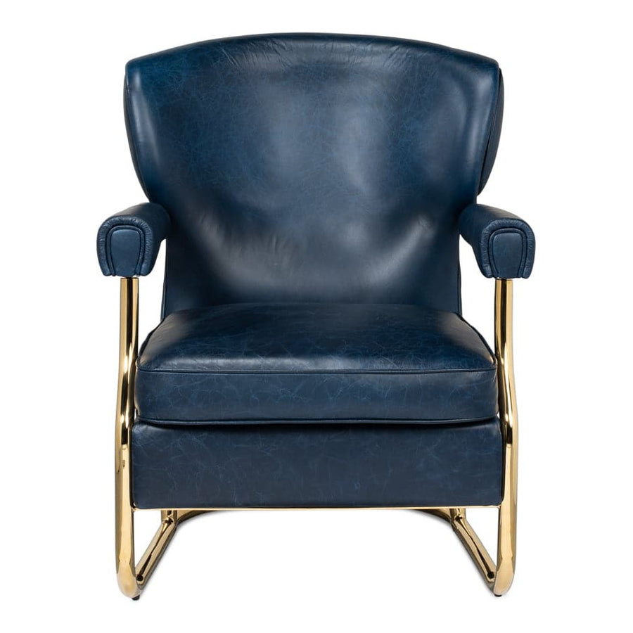 Santa Monica Arm Chair-SARREID-SARREID-28885-Lounge ChairsChateau Blue Croc Leather-7-France and Son