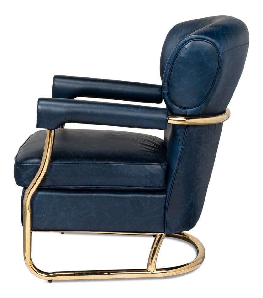 Santa Monica Arm Chair-SARREID-SARREID-28885-Lounge ChairsChateau Blue Croc Leather-9-France and Son
