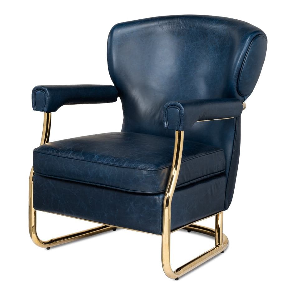 Santa Monica Arm Chair-SARREID-SARREID-53861-Lounge ChairsChateau Blue Leather-6-France and Son