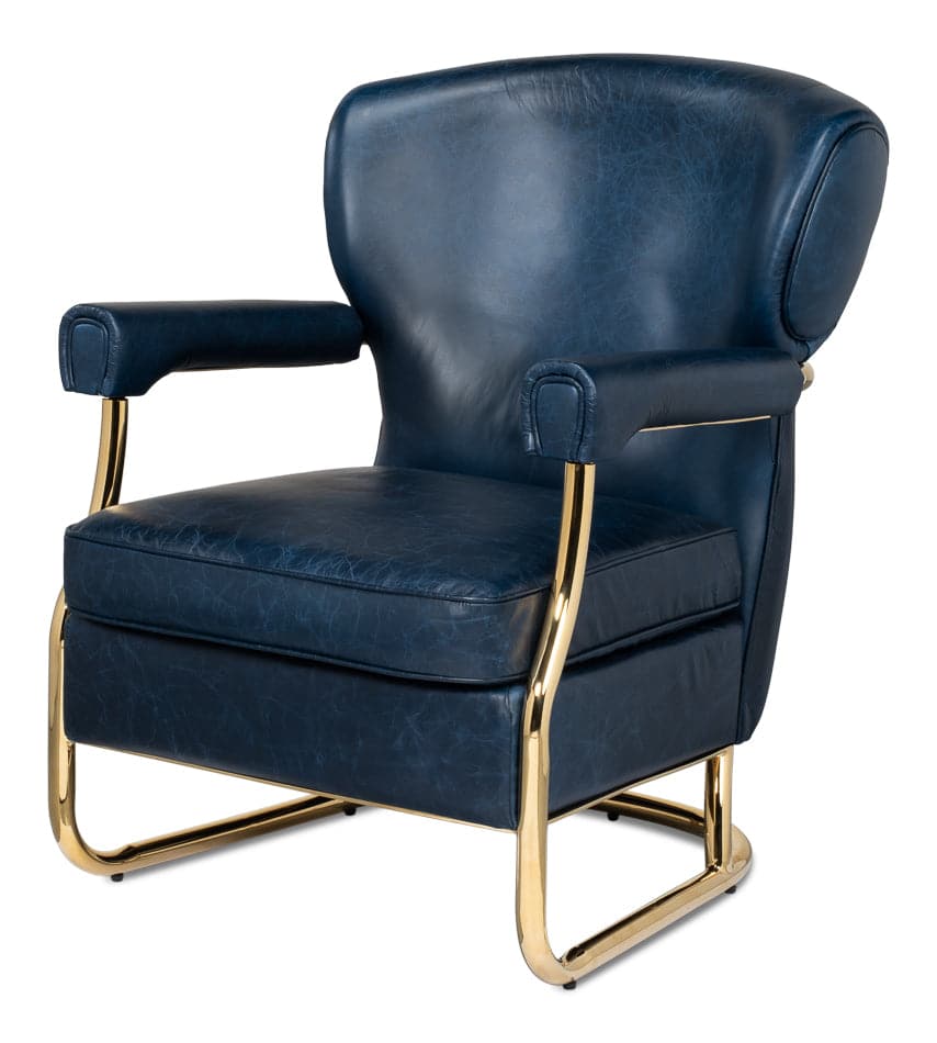 Santa Monica Arm Chair-SARREID-SARREID-53861-Lounge ChairsChateau Blue Leather-6-France and Son