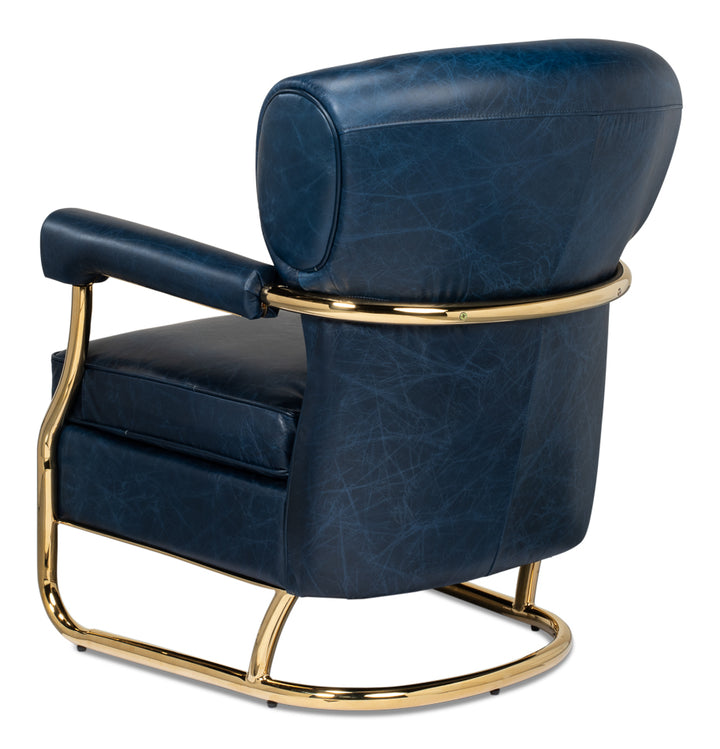Santa Monica Arm Chair-SARREID-SARREID-28885-Lounge ChairsChateau Blue Croc Leather-8-France and Son