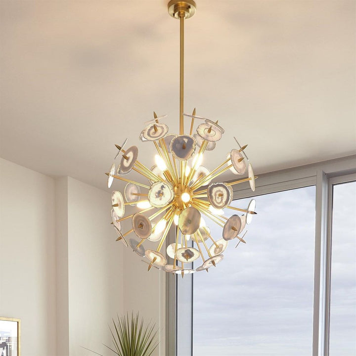 Chandeliers Agate Burst Chandelier-Satin Brass