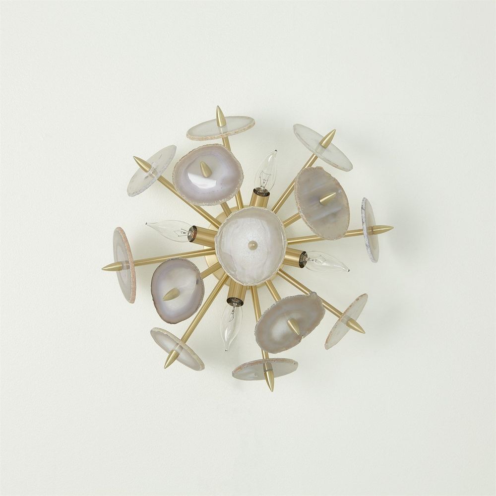 Wall Lighting Agate Burst Sconce-Satin Brass