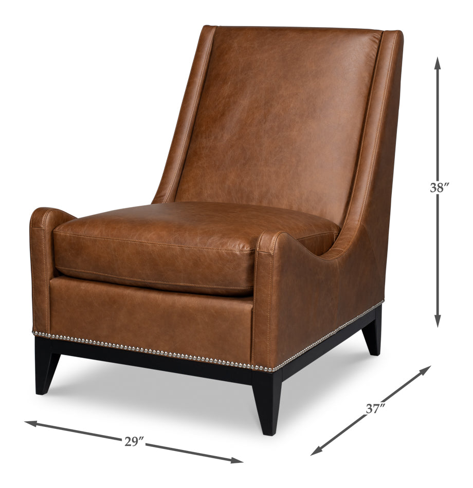 Brandy Accent Chair In Distilled Leather